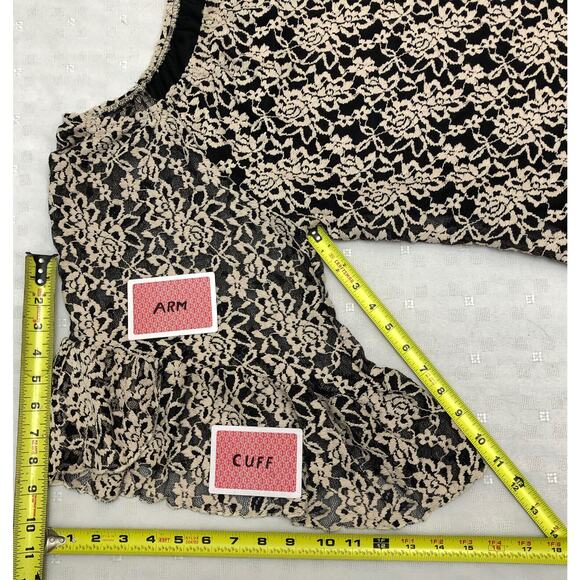 Lilypad XL A-Line Dress Tunic Short Top Black White Lace Overlay Angel Wing SLV - Picture 12 of 12
